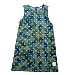 Smiling Button Girls Size 10 Green Camo Gold Polka Dot Tunic Dress New